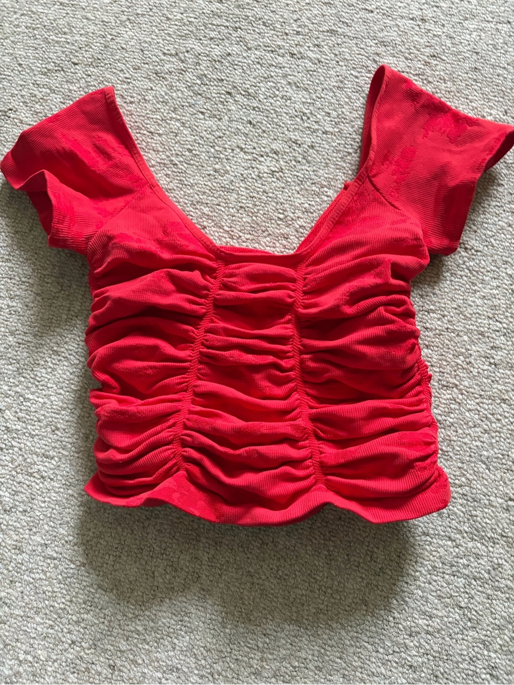 Free People Red Ruched Crop Top